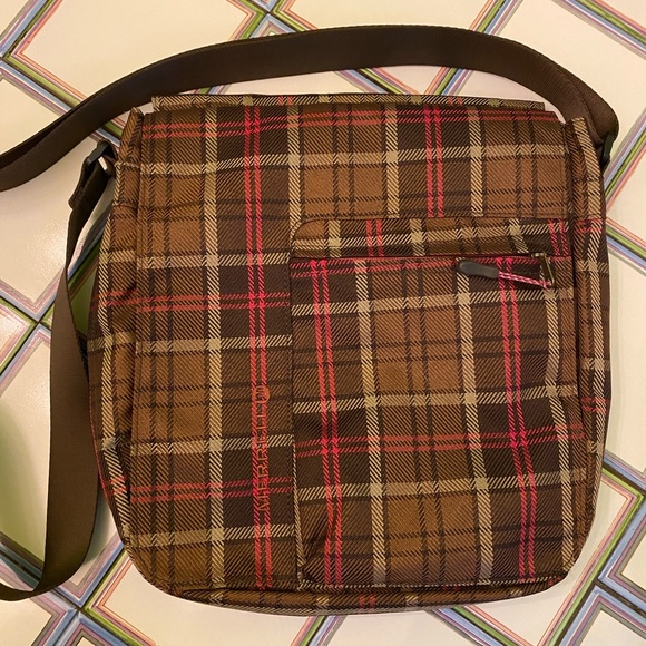 Merrell Womens Plaid Lightweight Pockets Strap Wool Shoulder Crossbody Bag NWOT - Picture 3 of 4